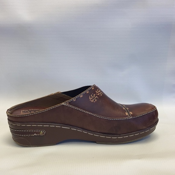 Spring Step L’Artiste brown hand painted clog Chino Clog mule open back comfort - Picture 16 of 16